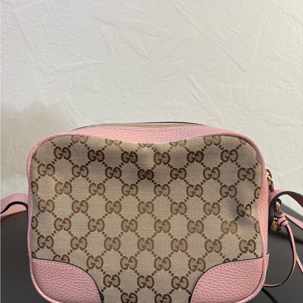 Gucci Pink and Brown Crossbody Bag with Iconic Design